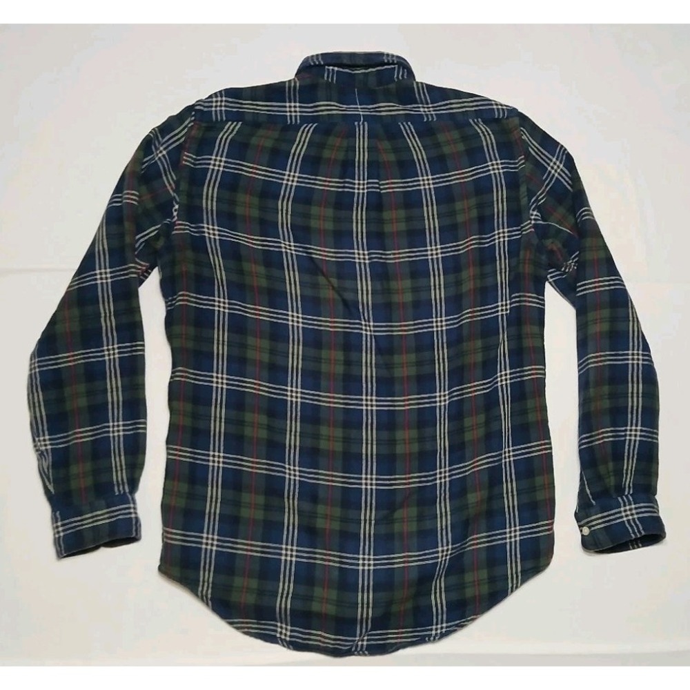 Polo Ralph Lauren Shirt Mens M Green Blue Tartan Plaid Cotton Lined Classic Fit - Picture 7 of 14